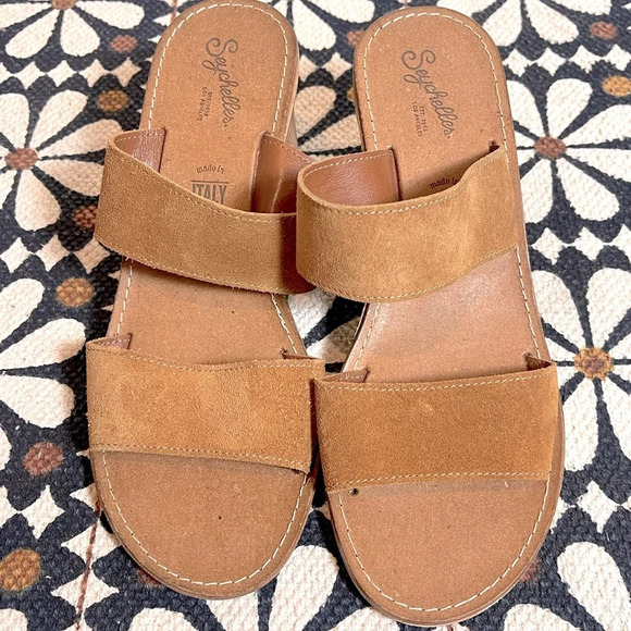 Seychelles Suede Camel Sandals size 8 - Picture 1 of 6